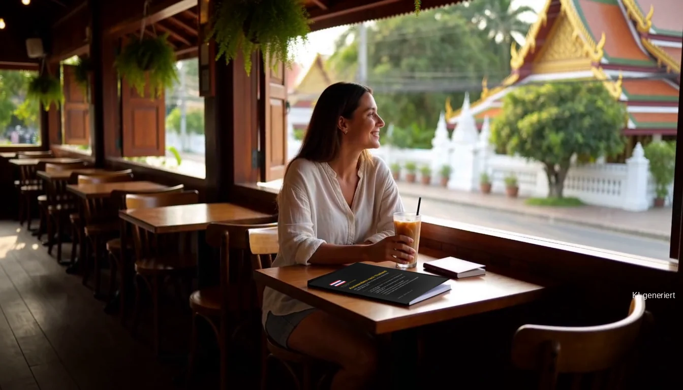 Leben in Thailand. Café in Chiang Mai mit dem Thailand Guide